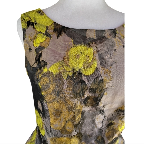 Louche London Gold Abstract Floral Cut Out Back Midi Dress Size Small NWT - Picture 4 of 10